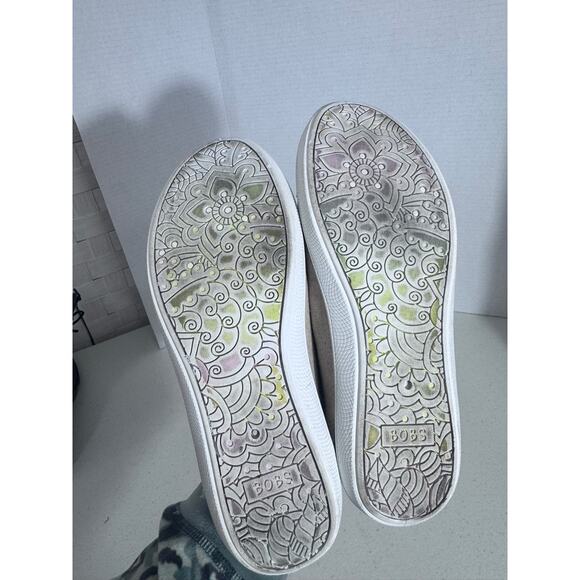 "Bobs Sketchers" B Cute Memory Foam beige Slip On Sneakers Linen Lace Look - Picture 6 of 6